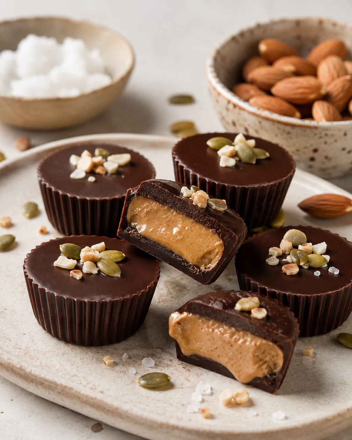 Bombones fit de chocolate negro y crema de frutos secos